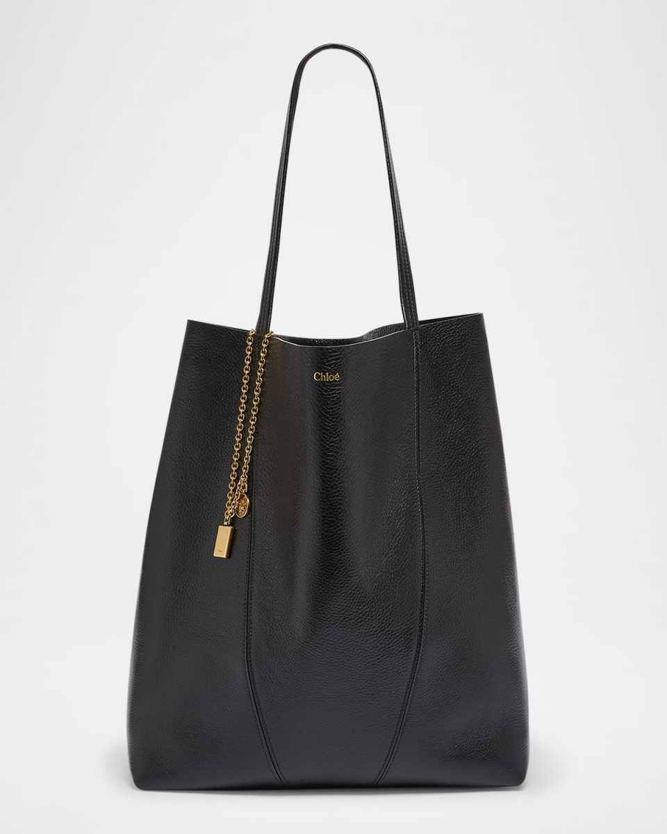 Spin North-South Tote Bag in Leather